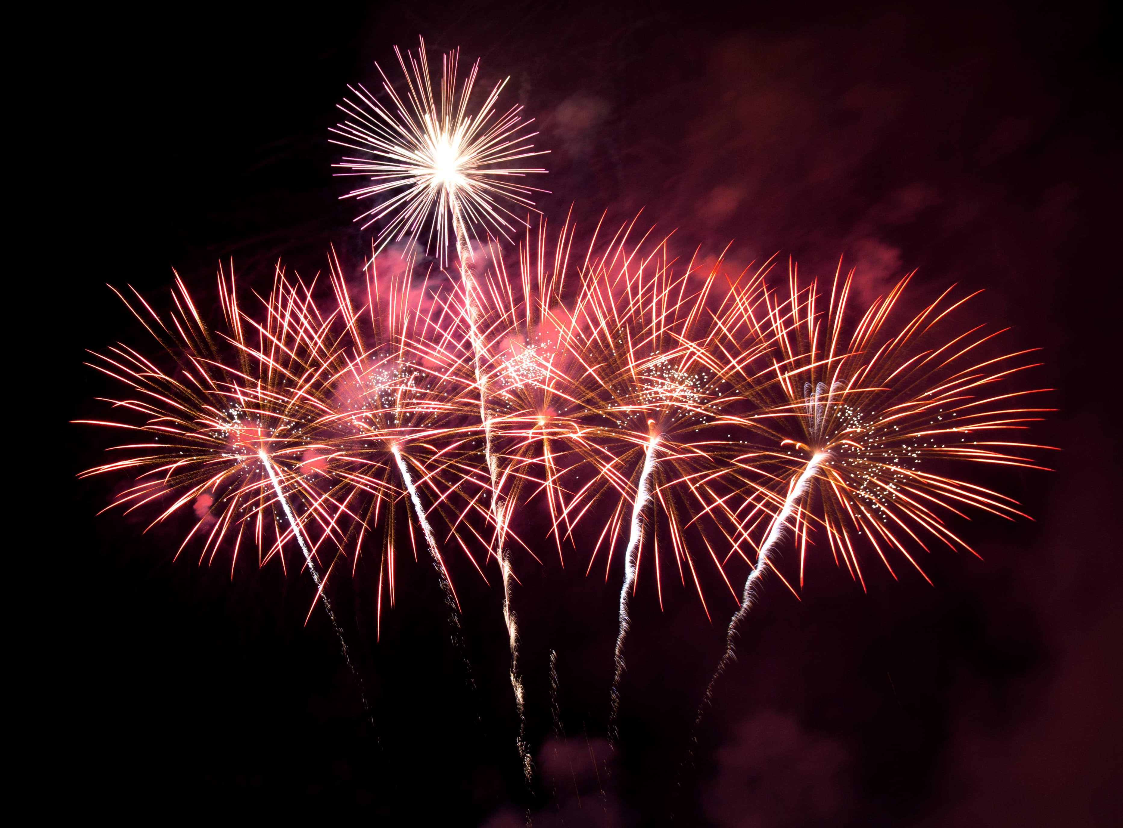 Focs artificials en colos càlids a la nit